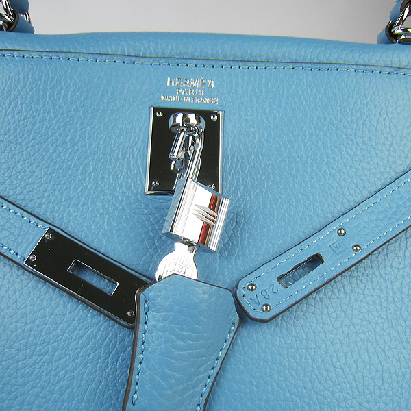 High Quality Hermes Kelly 35CM Togo Leather Bag Light Blue 6308